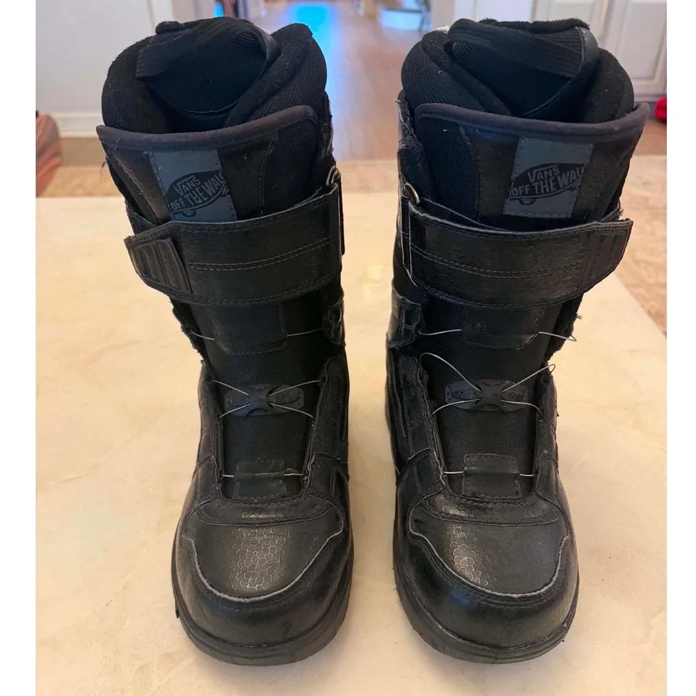 Vans Snowboard Boots Sz 10 Black BOA Lacing System Power Strap Mens Snowboarding